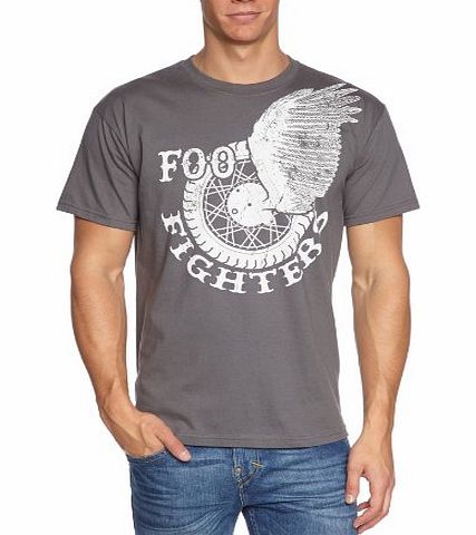 FOO FIGHTERS Mens Winged Wheel Short Sleeve T-Shirt, Grey (Charcoal), X-Large
