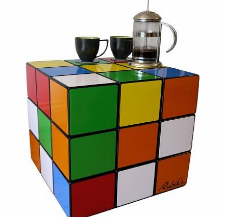 Giant Rubiks Cube (unsolved) side/coffee table, seat, storage unit. Retro furniture box.