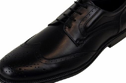 Mens Black Leather Brogue Oxford Shoes Smart Brogues Formal Classic Wedding UK 8