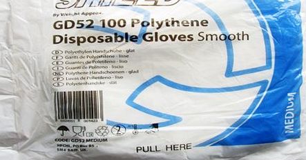 Unknown Shield Polyethylene Gloves in Bags Medium Pack of 100 Clear GD52