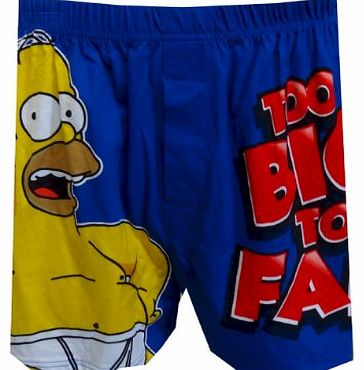 Simpsons Underwear, Mens Homer Fail Boxer Shorts Blue, Medium, Waist 32 - 34``