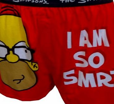 Unknown Simpsons Underwear, Mens Homer I Am So SMRT Boxer Shorts Red, Medium, Waist 32 - 34``