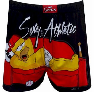 Simpsons Underwear, Mens Homer Sexy Athletic Boxer Shorts Black, Large, Waist 36 - 38``