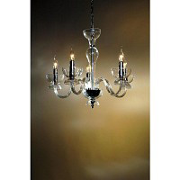 Attractive 5 arm clear glass chandelier complete with polished chrome light bulb sleeves. Height - 5