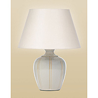 Ceramic lamp finished in a cream glaze with gold decoration. Complete with shade. Height - 36cm Diam