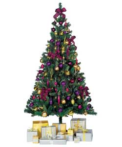 Unbranded 1.8m / 6ft Green Tree with 75 Piece Decorations
