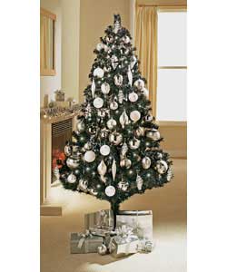 1.8m/6ft Black Tree with Silver Decorations