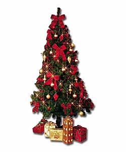 1.8m/6ft Deluxe Artic Fur Red and Gold Tree Kit