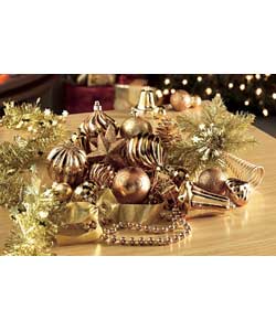 100 Piece Copper and Gold Christmas Decoration Pack