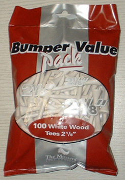 100 white wooden 2 1/8" tees