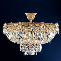 Gold plated fitting with hand polished lead crystal trimmings. Height - 39cm Diameter - 40cmBulb typ