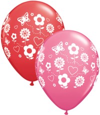 Unbranded 11 Inch Balloons - Red and Rose Fun Flower