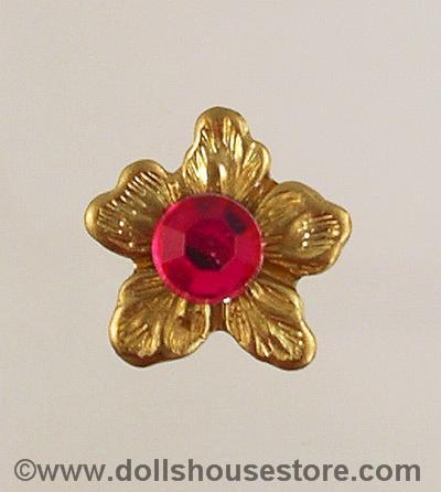 1:12 Scale Doll House Miniature Ruby Flower Brooch