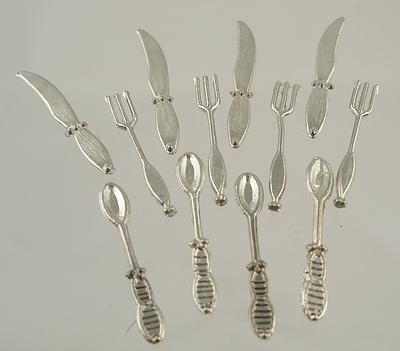 1:12 Scale Doll House Miniature Silver Cutlery Set