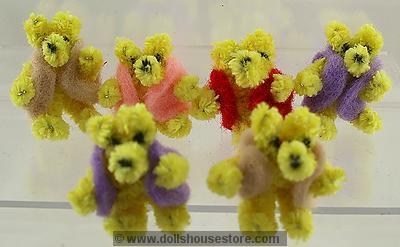 1:12 Scale Dolls House Miniature Pipe Cleaner Teddies in Jackets. These are tiny and stand only