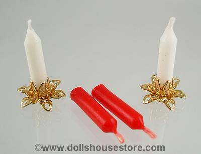 1:12 Scale Filligri Candle Holders and 4 Real