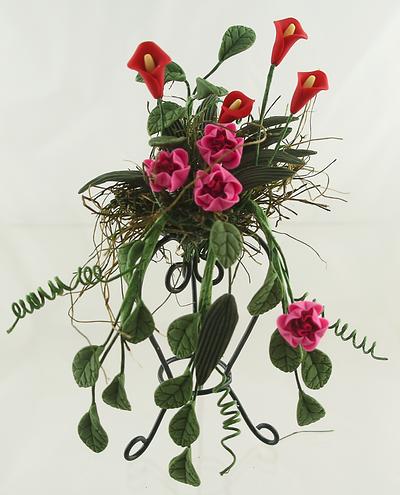1:12 Scale Large Pink & Red Floral Display on
