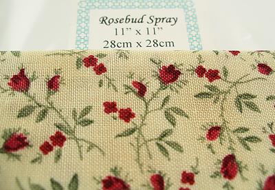 1:12 Scale Miniature Print Fabric - Rose Bud Spray Print. Approx 11 inches square (more rather than