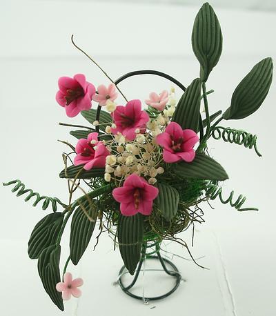 1:12 Scale Pink Floral Display on Stand