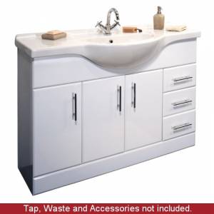 Unbranded 1200mm Rigid White Gloss Vanity Unit with