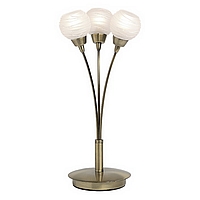 Antique brass finish table lamp with acid thread decorated glass shades. Height - 40cm Diameter - 16