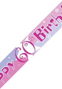 Unbranded 12ft Birthday Banner - 60th Pink Shimmer