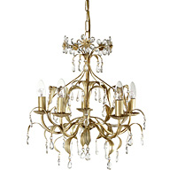 Beautiful and elegant ceiling pendant light in a cream and gold finish with leaf decoration complete