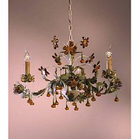 Unbranded 132 3H XX - Green and Cream Leaf Chandelier