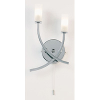 Polished chrome ceiling light with square acid glass shades complete with on/off pull switch. Height