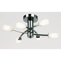 Black chrome ceiling light with square acid glass shades this contemporary fitting is particularly s
