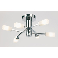 Polished chrome ceiling light with square acid glass shades this contemporary fitting is particularl