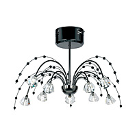 Black chrome ceiling fitting with black beads and attractive cut glass shades this fitting is partic