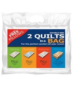15 Tog 2 Quilts in a Bag Duvet and Pillow Set - Double