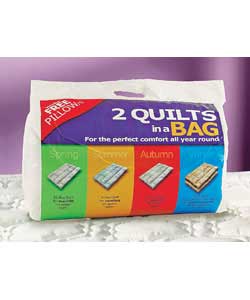 15 Tog 2 Quilts in a Bag Duvet and Pillow Set - Kingsize