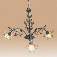 Attractive fitting in a rustic brown finish with floral decoration clear and amber glass. Height - 4