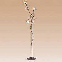 Attractive floor lamp in a rustic brown finish with floral decoration clear and amber glass. Height 