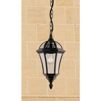 Cast aluminium rustic brown finish outdoor hanging porch light with bevelled glass and alchromated f