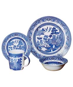 Unbranded 16 Piece Blue Willow Dinner Set