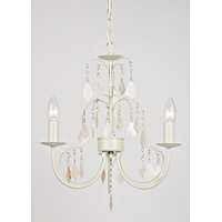 Stylish and traditional ceiling pendant light fitting in a high gloss piano beige finish with capiz 