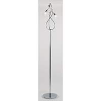Contemporary and elegant halogen floor lamp in a polished chrome finish with curved arms and delicat