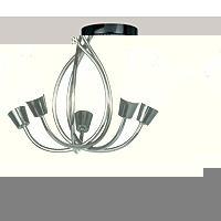 Contemporary and elegant halogen ceiling light in a black chrome finish with curved arms and delicat