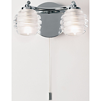 Contemporary and stylish halogen ceiling light in a polished chrome finish with clear outer glass sh