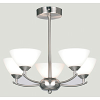 Contemporary and stylish ceiling light in a satin silver finish with opal glass shades. Height - 33.