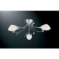 Stylish polished chrome finish fitting with delicate cut glass decoration and cone shaped opal glass