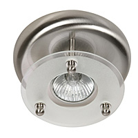 Satin chrome halogen surface downlight fitting very useful with no need of a hole to be cut. Height 