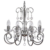 Attractive and stylish ceiling hanging fitting in a polished chrome finish complete with cut glass s