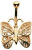 18 Carat Gold Filigree Butterfly Navel Bar