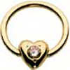 18 Carat Gold Jewelled Heart Bar Closure Ring