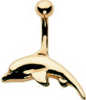 18 Carat Gold Small Dolphin Navel Bar