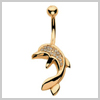 18 Carat Gold Small- Parve Dolphin Navel Bar